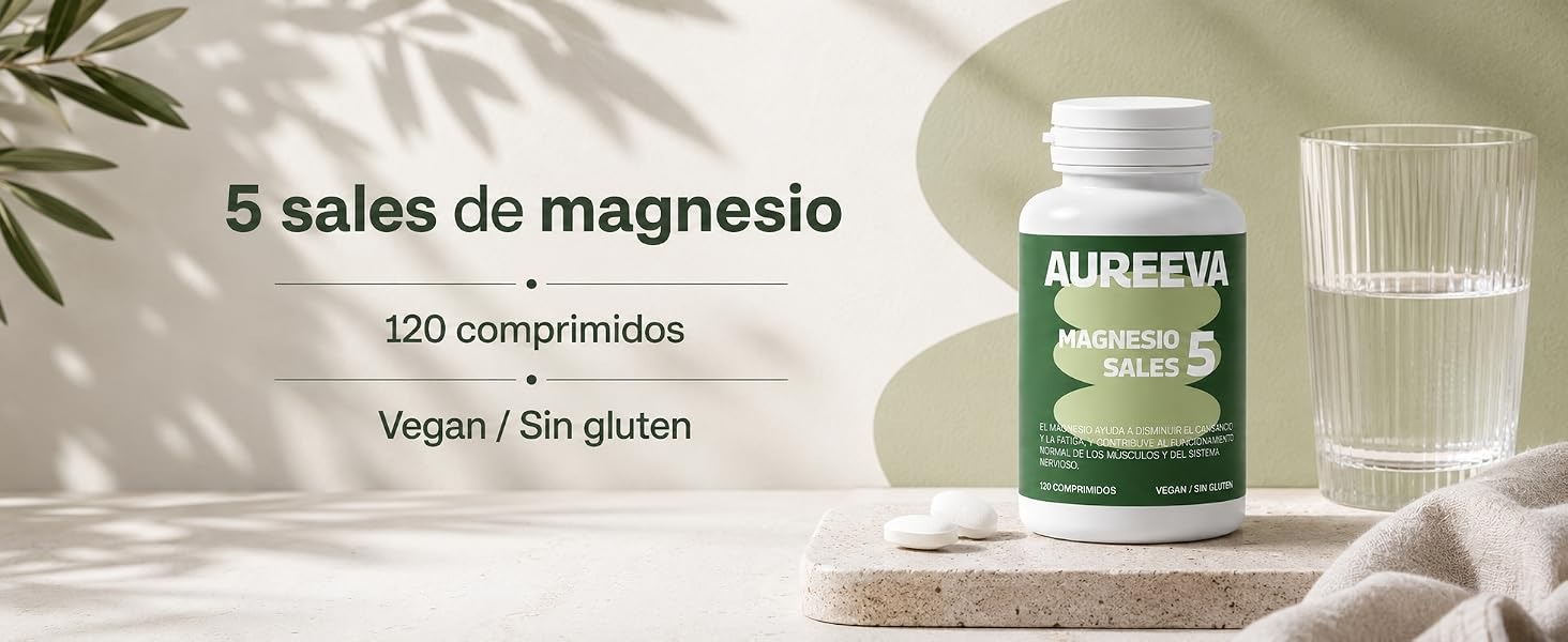 Aureeva Magnesio 5 Sales — 120 comprimidos, vegano y sin gluten